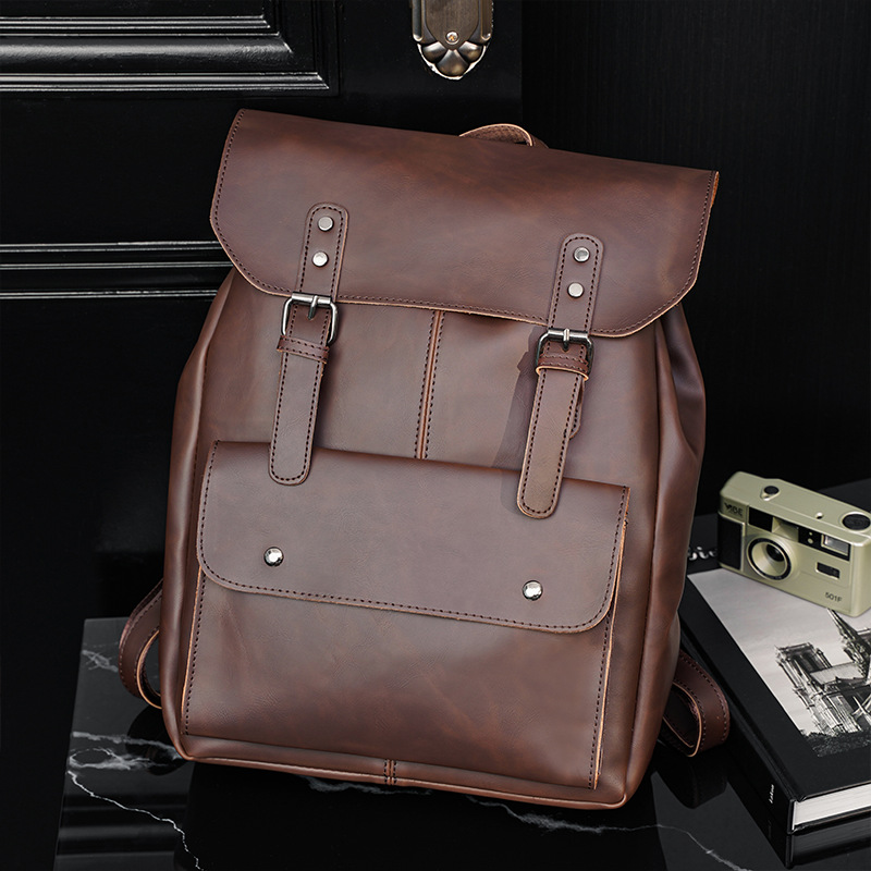 Leather Work Rucksack Mens - Vintage Erkek Deri Sırt Çantası, 14
